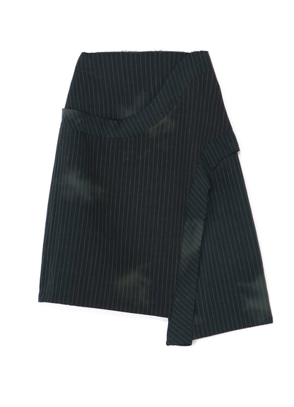 LINEN/COTTON PIN-STRIPED UNEVENLY DYED FLARED SKIRT