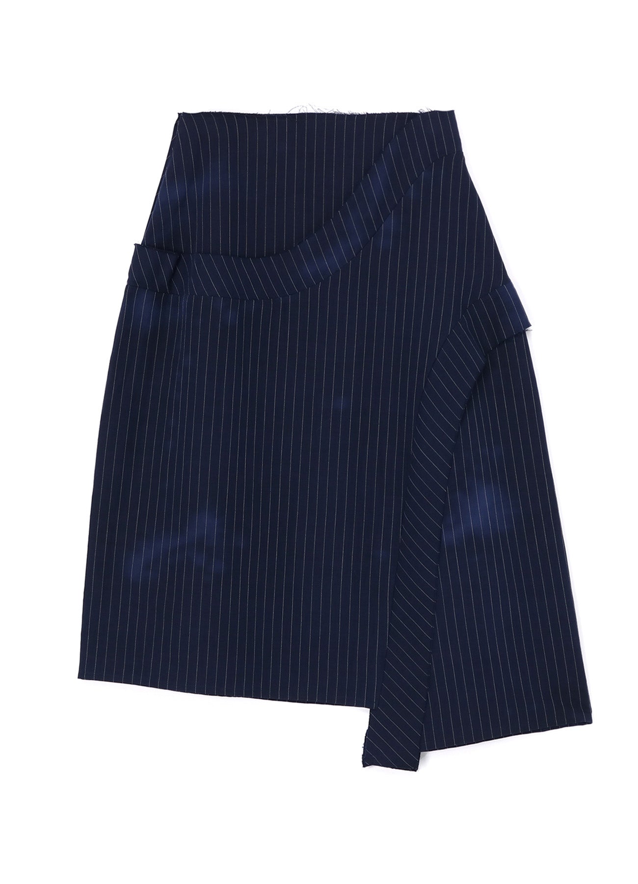 LINEN/COTTON PIN-STRIPED UNEVENLY DYED FLARED SKIRT