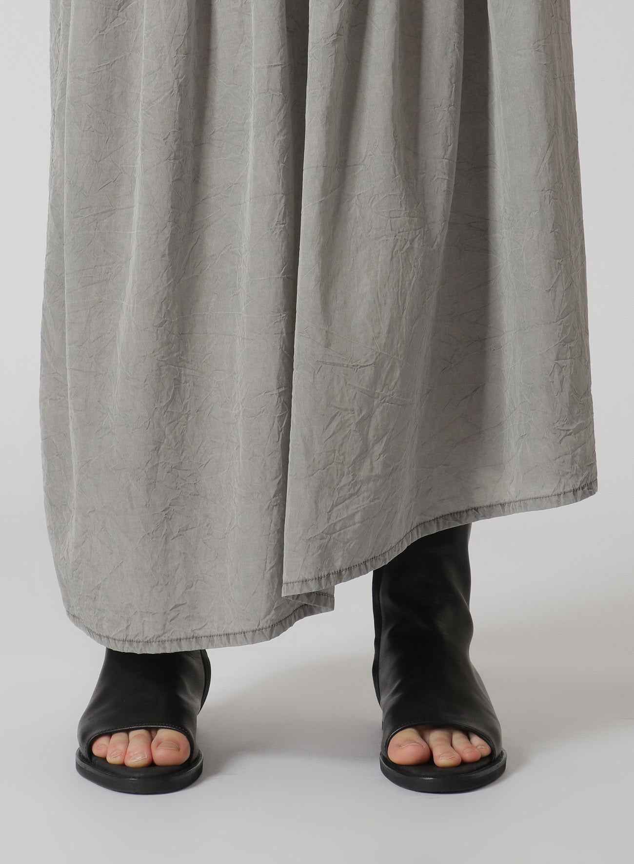 CUPRA COTTON PRODUCT PIGMENT DYED WRINKLED LAWN ASYMMETRY GATHER SKIRT