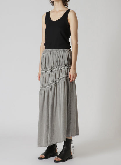 CUPRA COTTON PRODUCT PIGMENT DYED WRINKLED LAWN ASYMMETRY GATHER SKIRT