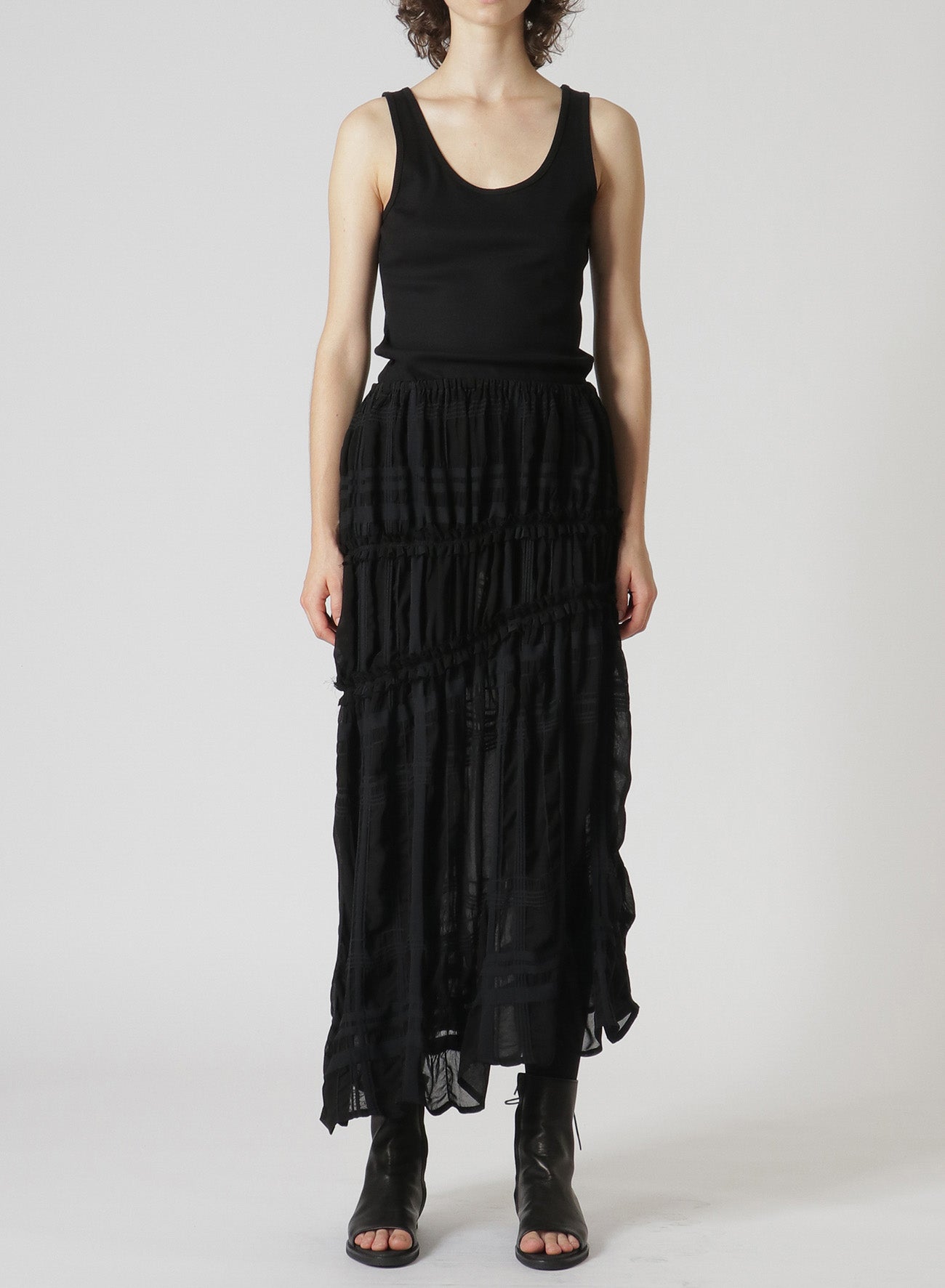 ASYMMETRIC GATHERED SKIRT