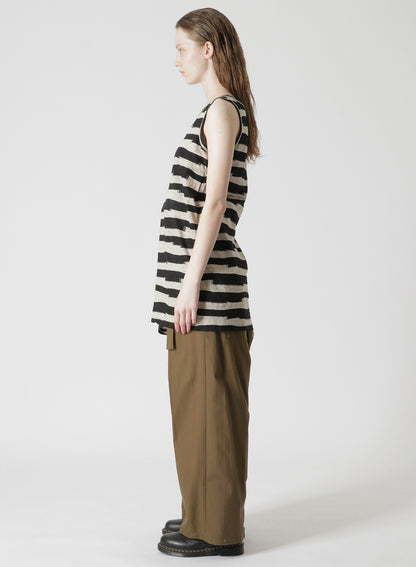 STRIPED SLEEVELESS TOP WITH RIGHT SLASH