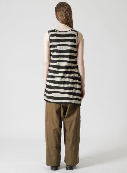 STRIPED SLEEVELESS TOP WITH RIGHT SLASH