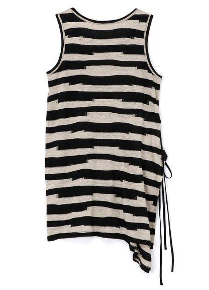 STRIPED SLEEVELESS TOP WITH RIGHT SLASH