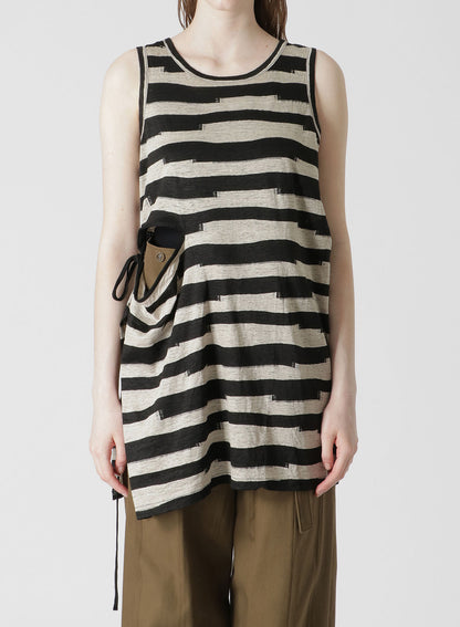 STRIPED SLEEVELESS TOP WITH RIGHT SLASH