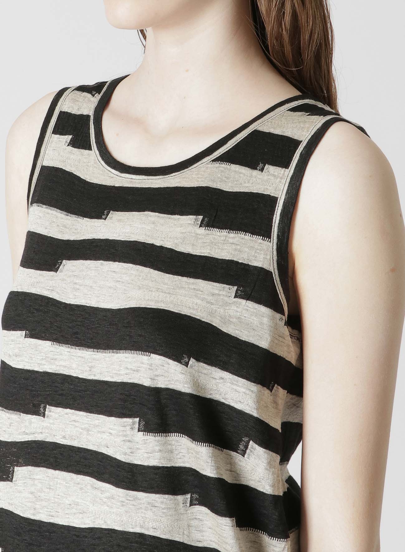 STRIPED SLEEVELESS TOP WITH RIGHT SLASH