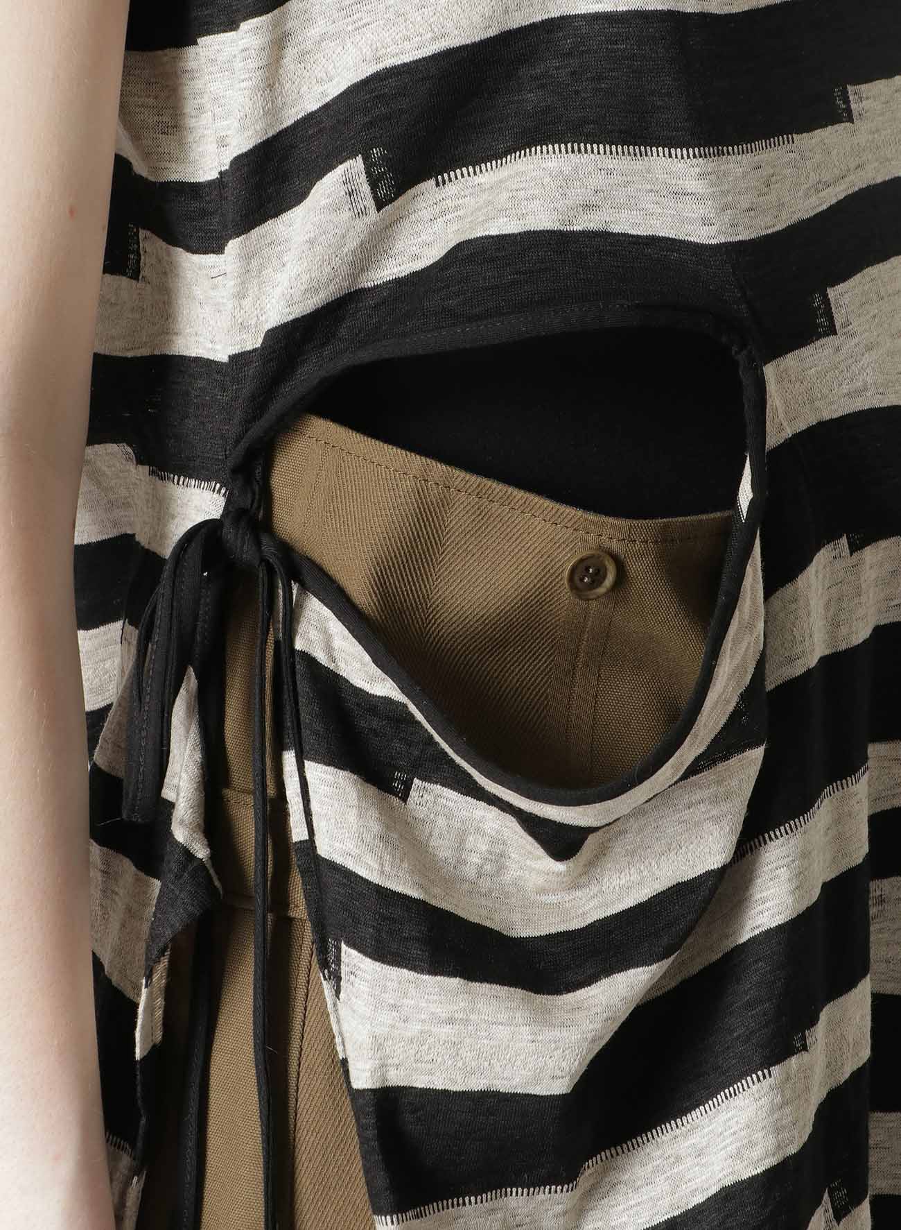 STRIPED SLEEVELESS TOP WITH RIGHT SLASH