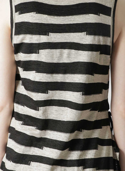 STRIPED SLEEVELESS TOP WITH RIGHT SLASH