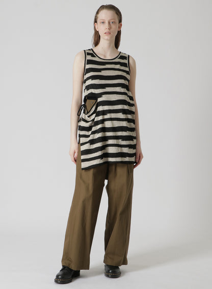 STRIPED SLEEVELESS TOP WITH RIGHT SLASH