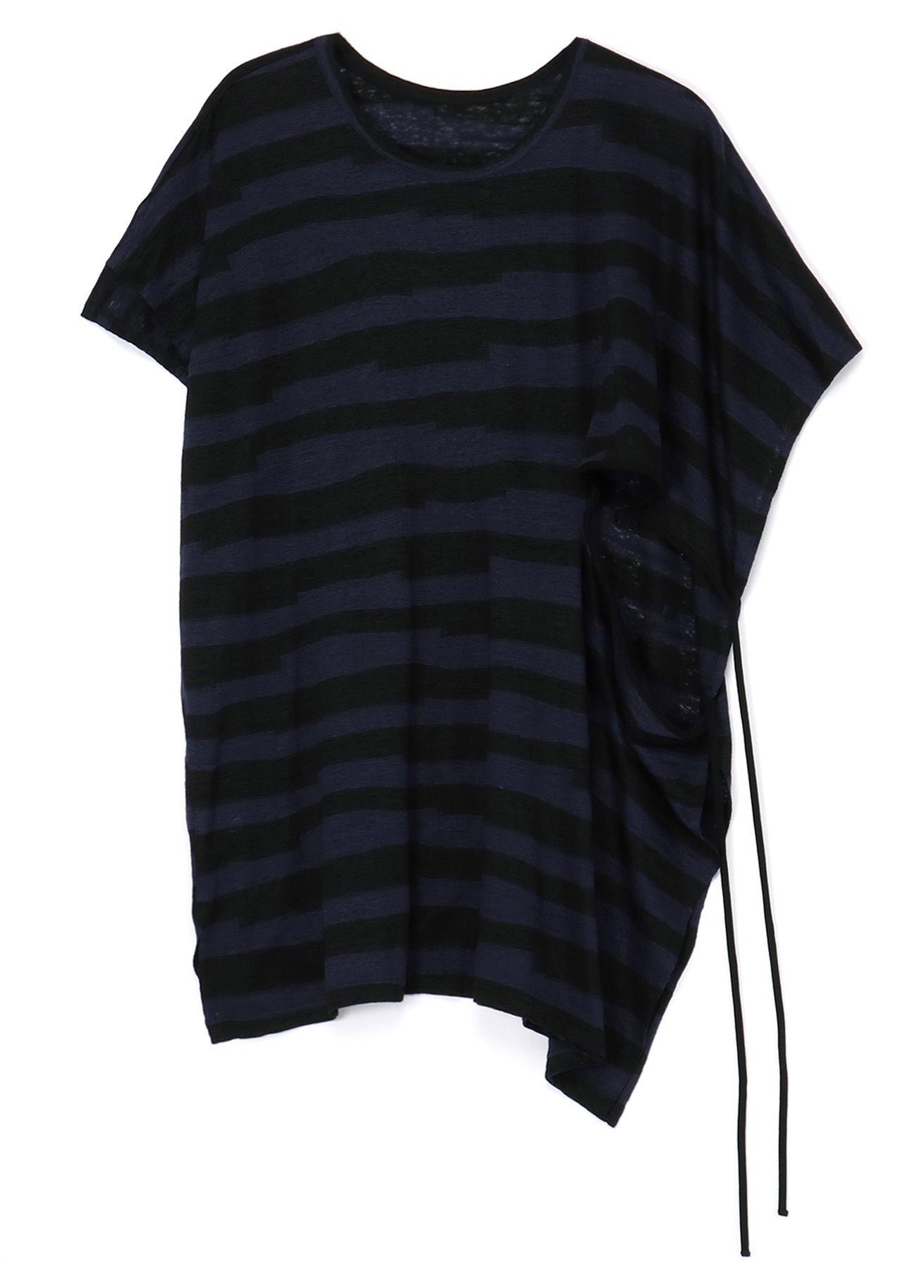 STRIPED FRENCH SLEEVE T-SHIRT WITH LEFT SLASH