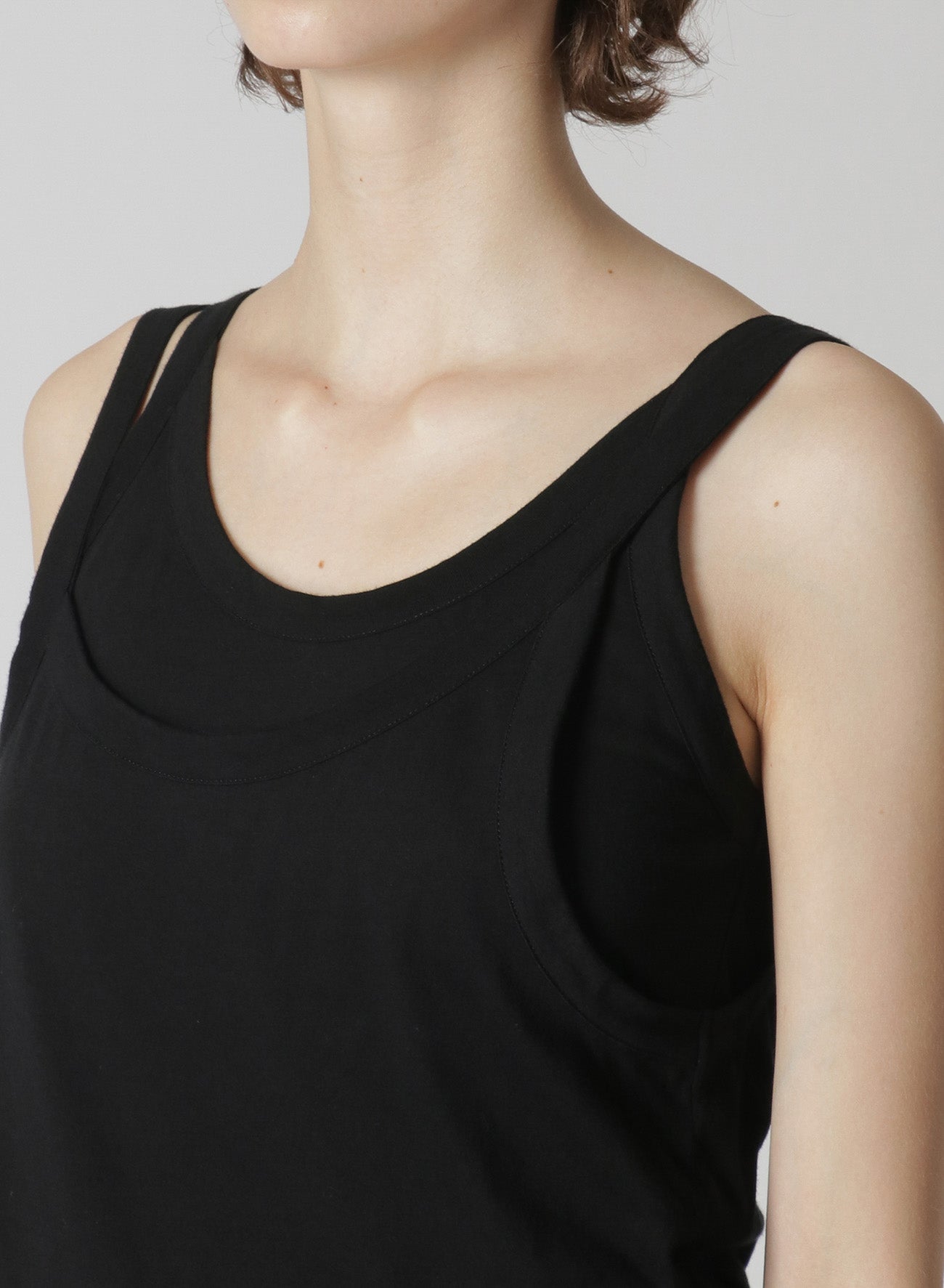 COTTON PLAIN STITCH DOUBLE LAYERED CAMISOLE