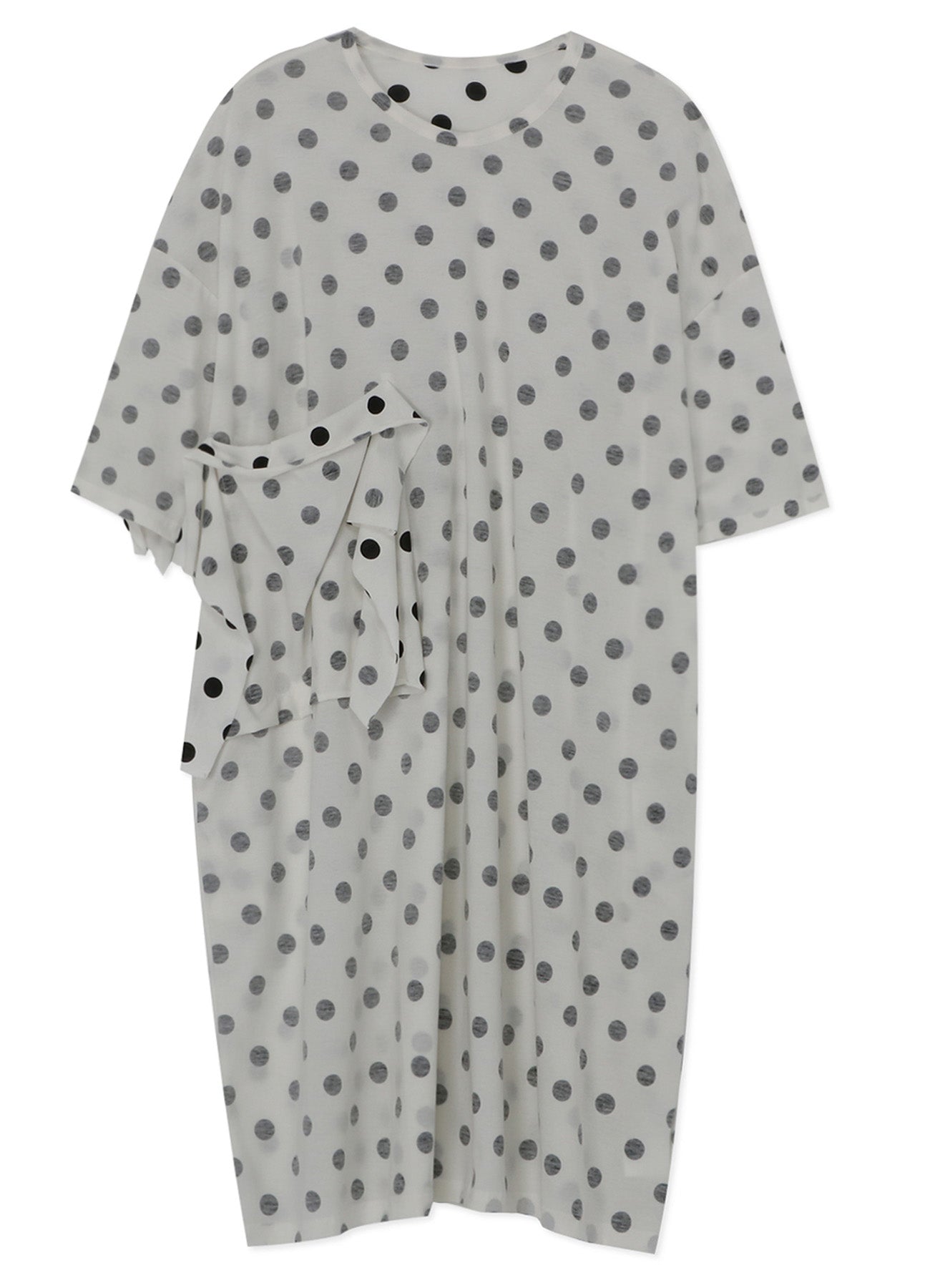 POLKA DOT PRINT DRESS WITH RIGHT CHEST POCKET