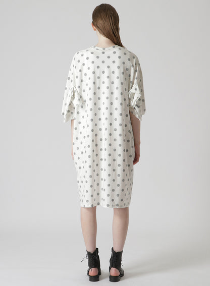 POLKA DOT PRINT DRESS WITH RIGHT CHEST POCKET