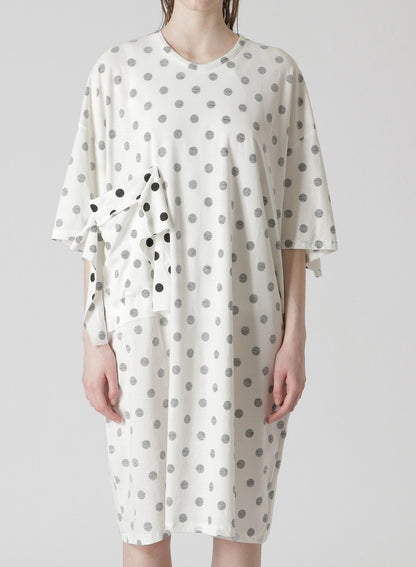 POLKA DOT PRINT DRESS WITH RIGHT CHEST POCKET