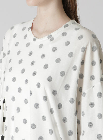 POLKA DOT PRINT DRESS WITH RIGHT CHEST POCKET