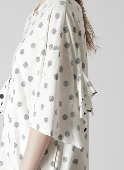 POLKA DOT PRINT DRESS WITH RIGHT CHEST POCKET