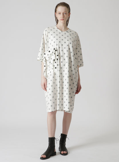 POLKA DOT PRINT DRESS WITH RIGHT CHEST POCKET