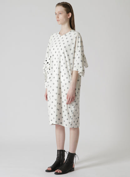 POLKA DOT PRINT DRESS WITH RIGHT CHEST POCKET