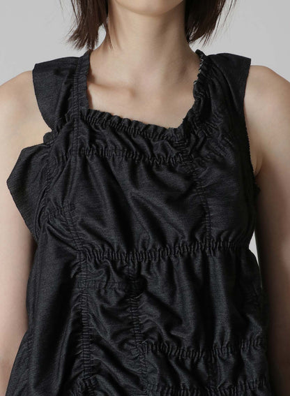 SLEEVELESS TOP WITH SHIRRING DETAILS AND RIGHT DRAPE