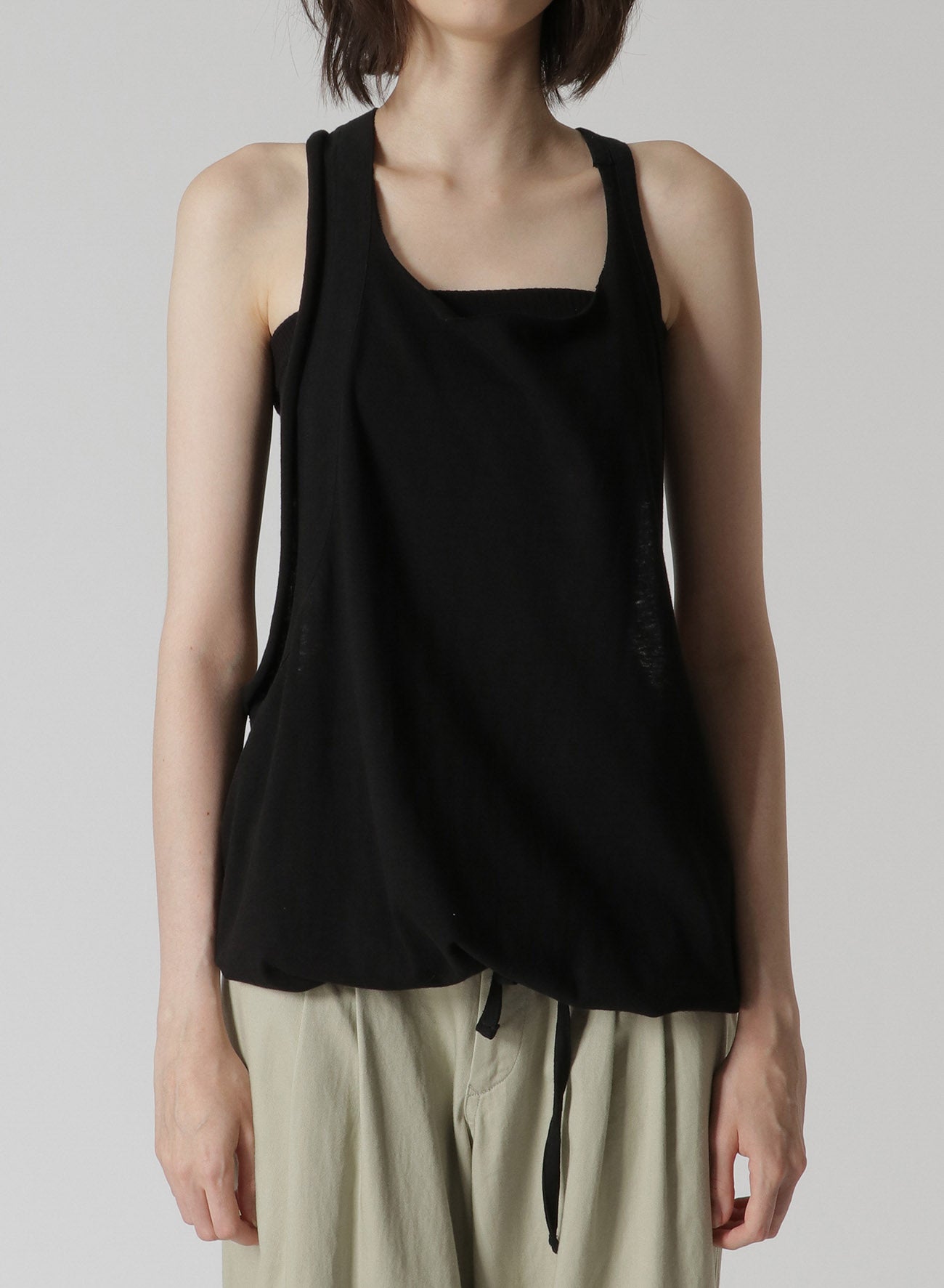 COTTON/LINEN PLAIN STITCH WIDE TANK TOP