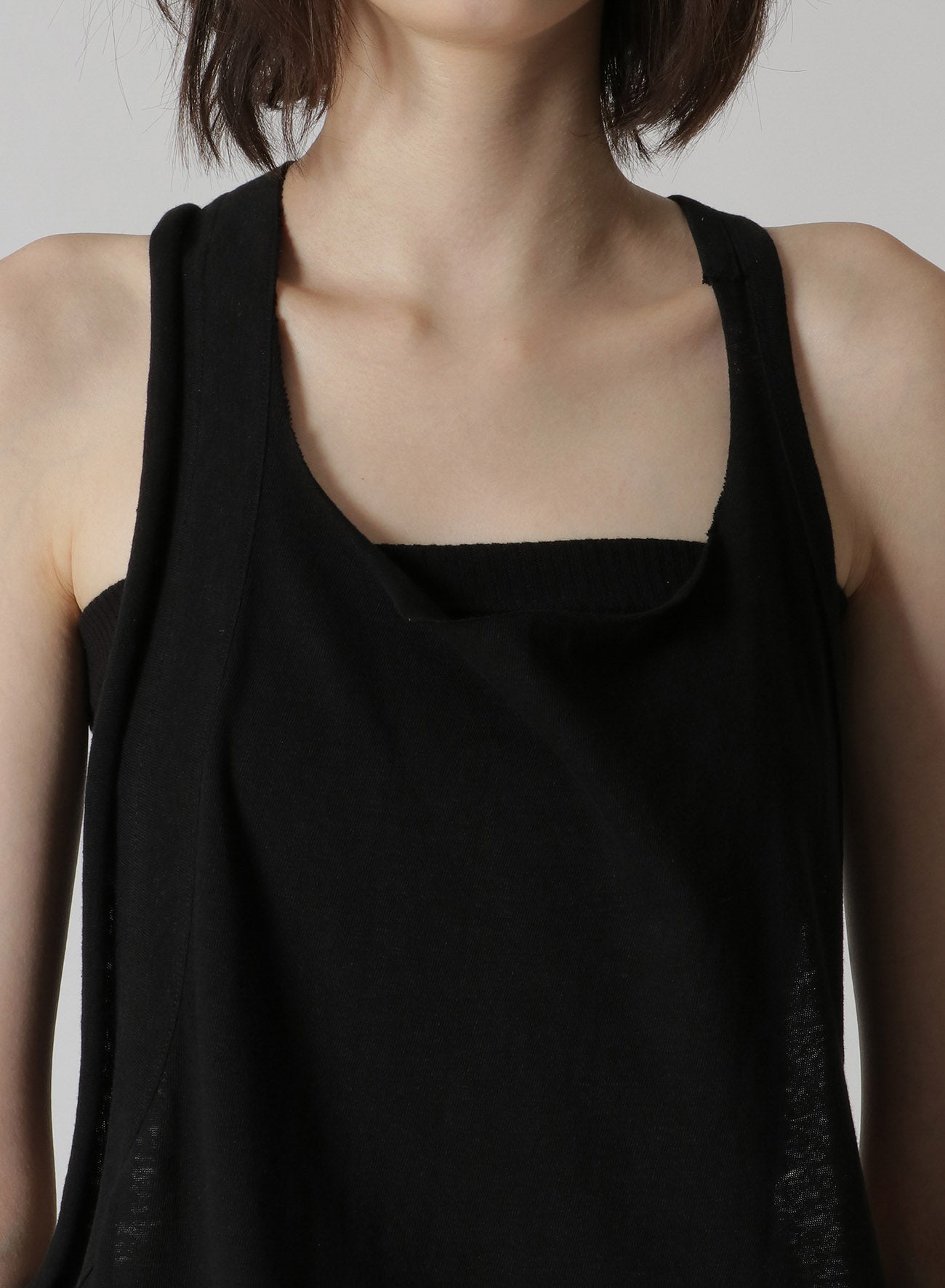 COTTON/LINEN PLAIN STITCH WIDE TANK TOP