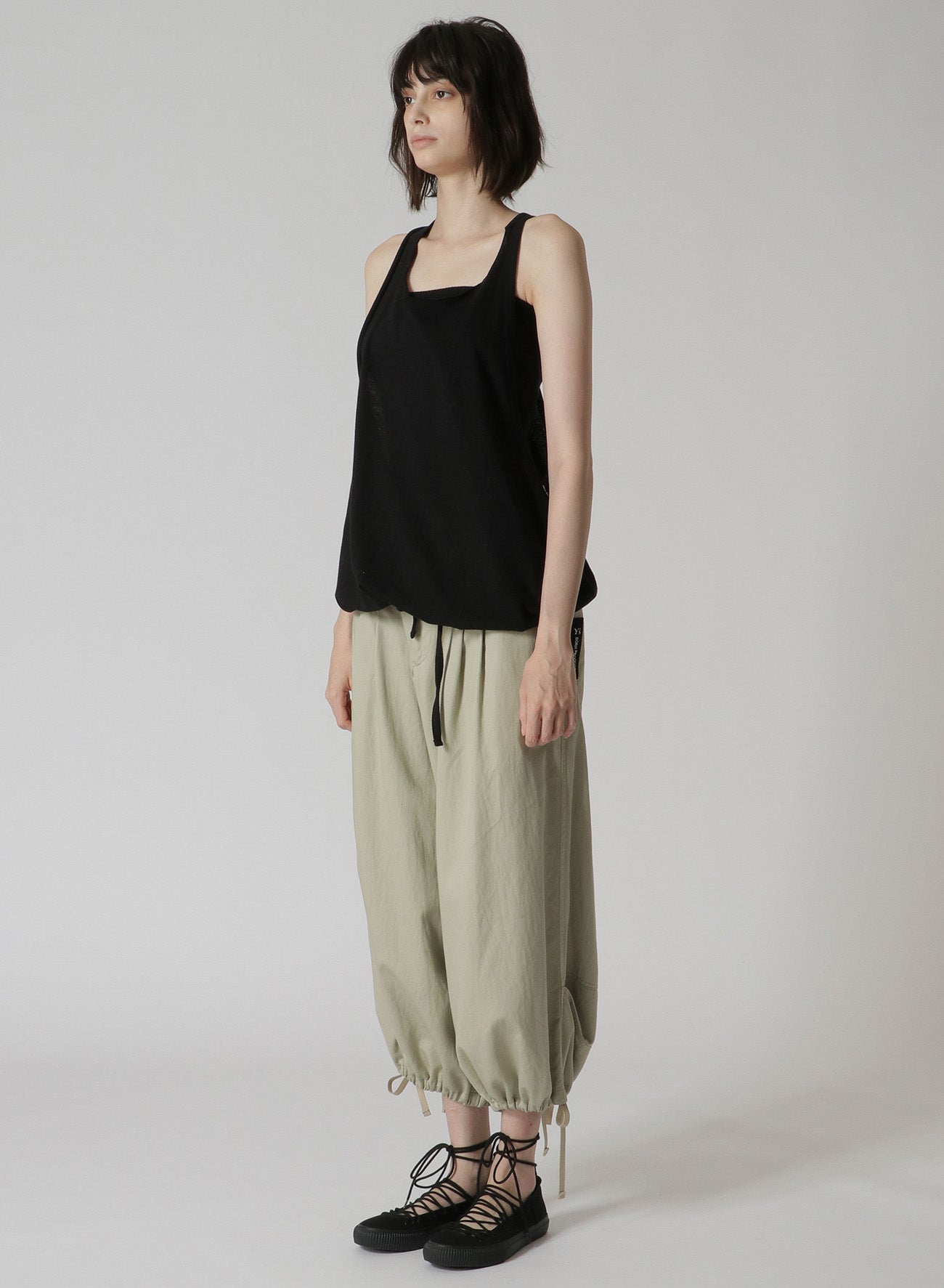 COTTON/LINEN PLAIN STITCH WIDE TANK TOP