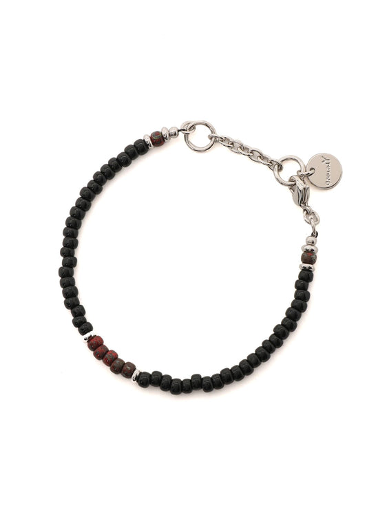 GLASS & BRASS BEAD BRACELET C