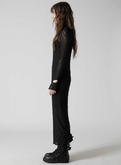 FLOWER SHIRRING SLIT DRESS