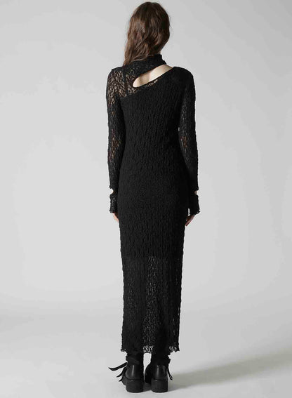 FLOWER SHIRRING SLIT DRESS