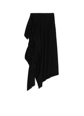 RAYON SATIN PLEATED ASYMMETRIC SKIRT