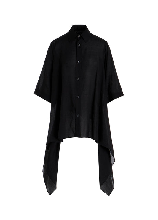CELLULOSE LAWN FLOUNCE SHORT SLV BLOUSE