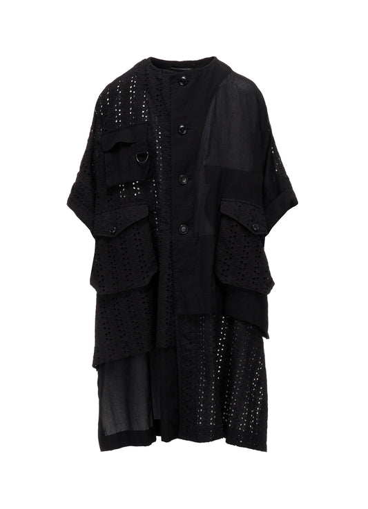 INDIAN EMBROIDERY LACE OUT POCKET UNBALANCED COAT