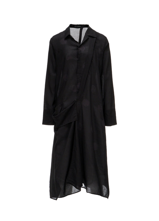 DAMAGED DOT L R DRAPE DETAIL SHIRT DRESS
