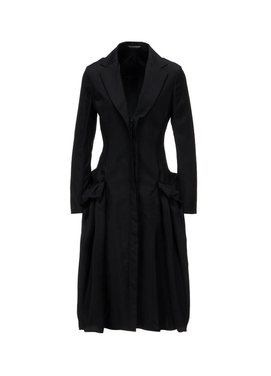 VISCOSE TWILL SIDE GATHER DETAIL ZIP DRESS
