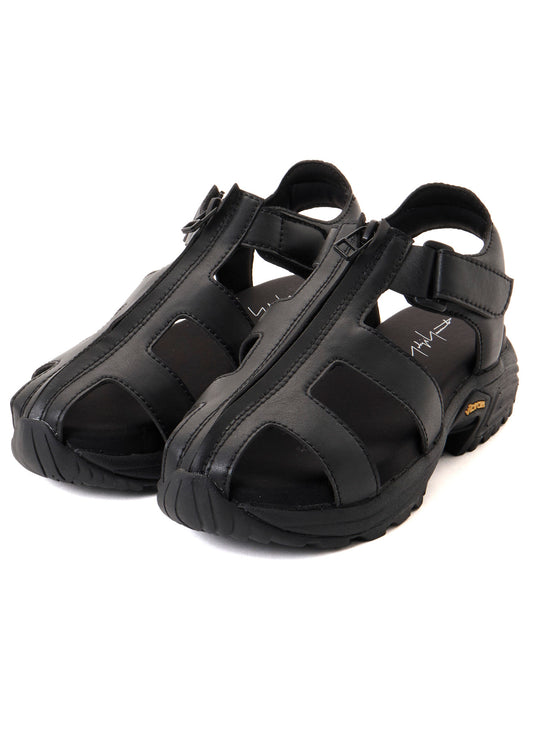 Pu LEATHER FRONT ZIP SANDALS