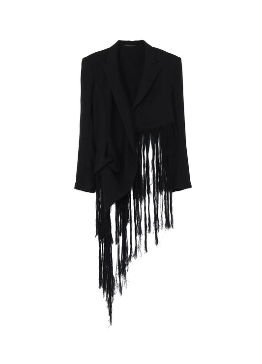 CRINKLE Li GAUZE HEM LINE FRINGE POINT ASM JACKET
