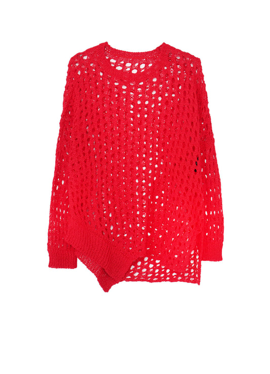 OPENWORK KNIT ROUND NECK PULLOVER