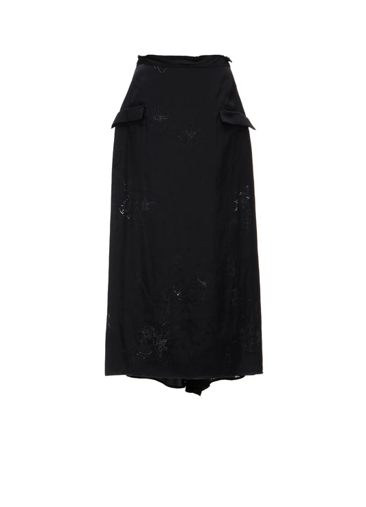 BACK-TIE GATHERED SKIRT