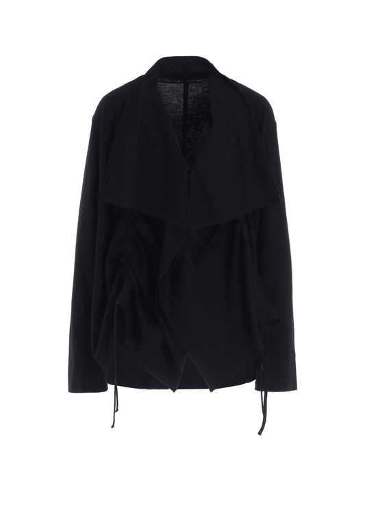 WOOL INTERLOCK DRAPED GATHER CARDIGAN