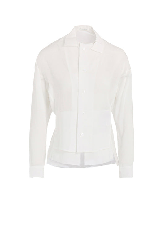 CELLULOSE LAWN PANELED SHORT BLOUSE