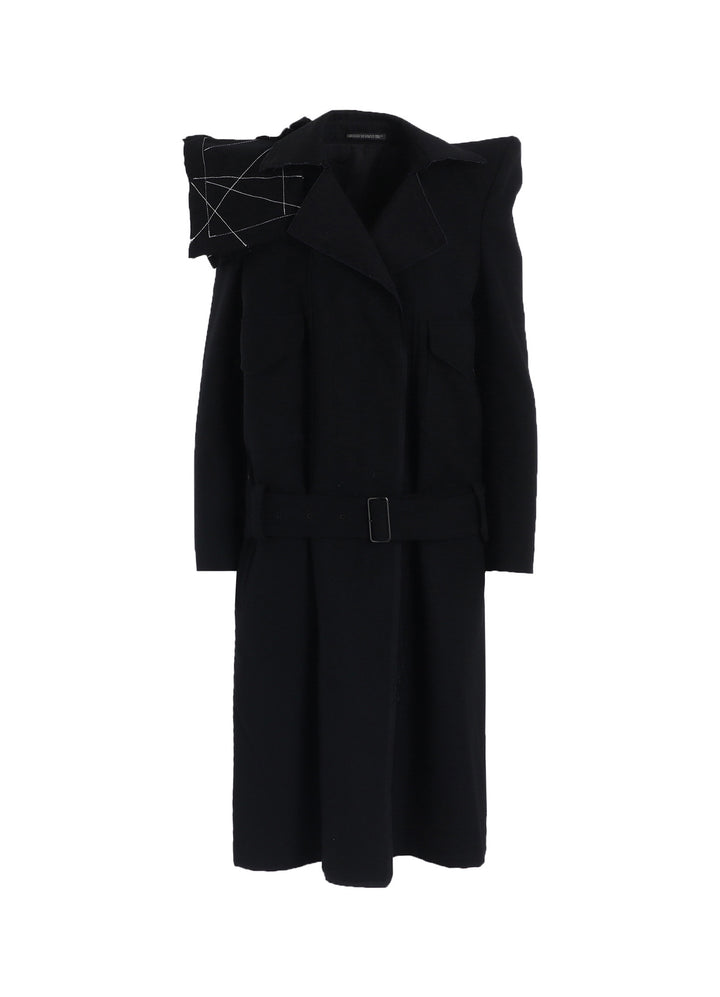 FLANNEL P SHOULDER BELTED COAT