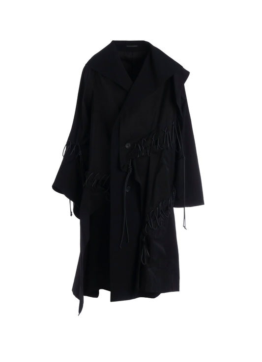 Ny/C TWILL LACE UP DOUBLE LAYERED COAT