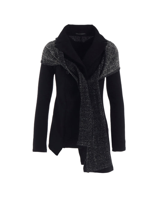 SOFT WOLLEN 1/14 FABRIC COMBI O COLLAR JACKET