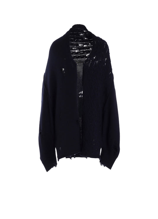 5G1P COMBINATION PATTERN DAMAGED DETAIL CARDIGAN