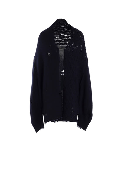 5G1P COMBINATION PATTERN DAMAGED DETAIL CARDIGAN