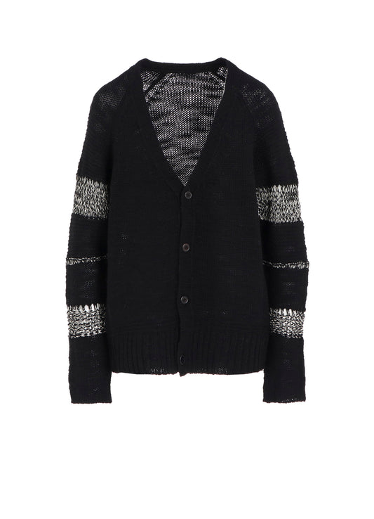 PLAIN STITCH COLOR COMBI V NECK CARDIGAN