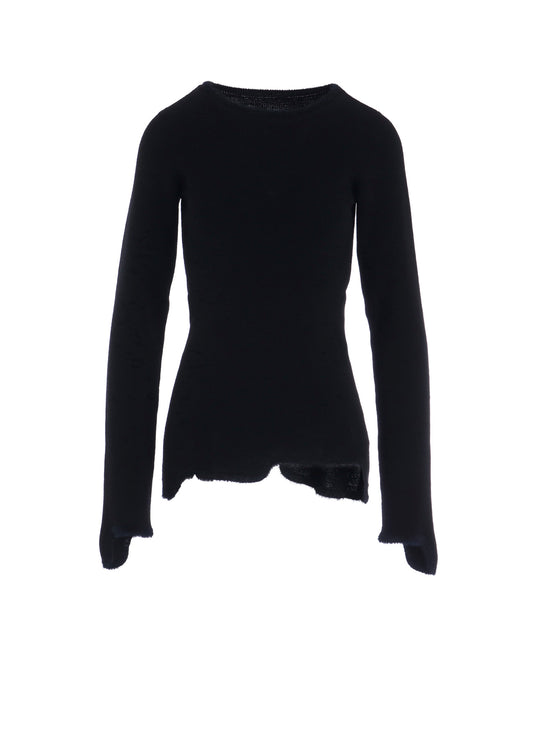 12G RIB JAGGED HEM ROUND NECK PO