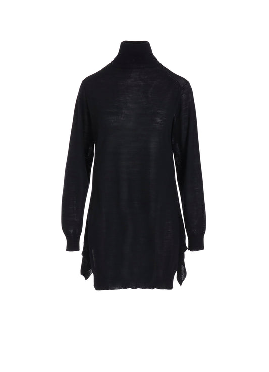 PLAIN STITCH+RIB DRAPED HIGH NECK PO