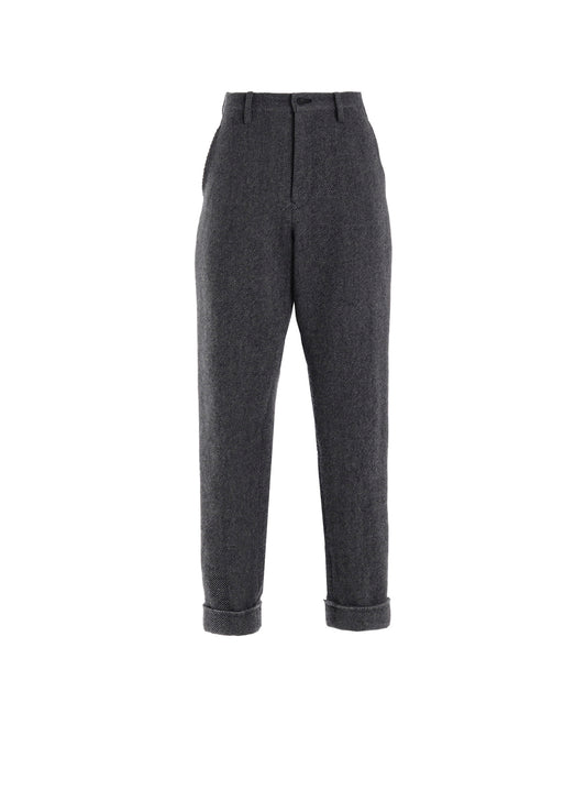 TWEED CLOTH CUFFED HEM PANTS