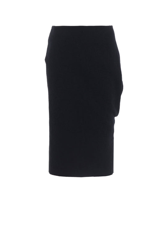 SHRINKED WOOL SERGE TWISTED SKIRT